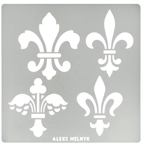 Aleks Melnyk No.251 Metal Stencil, Fleurs de LYS Symbole, French Fleur-de-lis, Lily Flower, Ornament, Vintage, Patterns, Template for Wood Burning, Pyrography Engraving, Crafts, Art, DIY