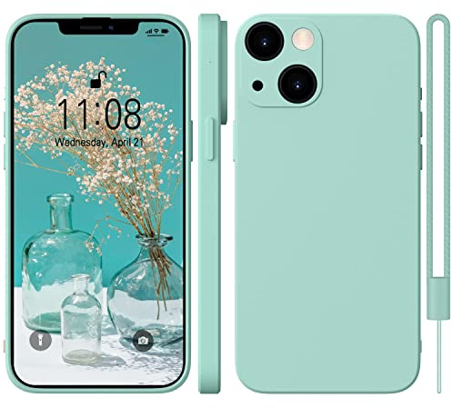 WXX für iPhone 13 Hülle Silikon Case 6.1'' 2021 Mint Grün | Handyhülle für iPhone 13 Dünn Slim mit Microfiber,Kratzfeste Rundumschutz Case Hülle