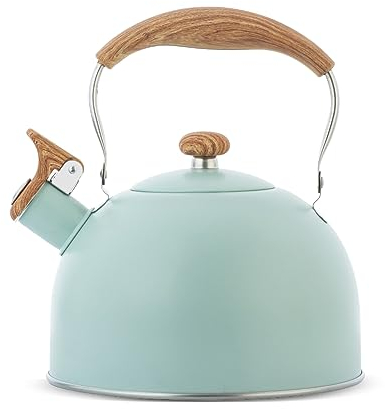 LOMUG Bouilloire Sifflante, 2,5L Inox Bouilloire Sifflante Induction Gaz Bouilloire en Acier Inoxydable Bouilloire Théière Sifflante Bouilloire à Sifflet pour Camping, Extérieure Cuisinière, Randonnée