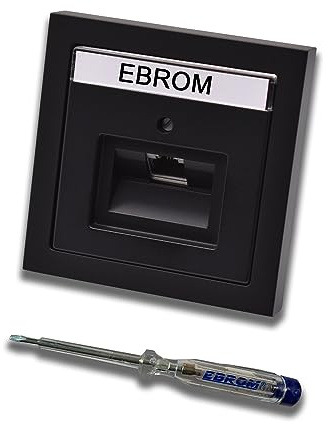 Busch Jäger, Rutenbeck Unterputz Netzwerkdose Ethernet 10 Gigabit/S (10GbE) KAT6A 6A - 1x RJ45 Anschluss in Schwarz MATT Rahmen + UAE Abdeckung inkl. EBROM Phasenprüfer zur Montage des Geräts