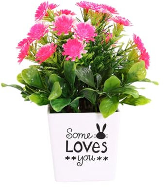 ulafbwur Crisantemo artificial decorativo falso, decoración de plantas de crisantemo, forma realista, rosa