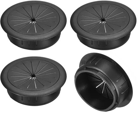 sourcing map 4Pcs Cable Hole Cover, 2-3/8 Inch (60mm) ABS Desk Cable Wire Cord Grommet Hole Cover for Office Computer Desk Wire Organizer, Black