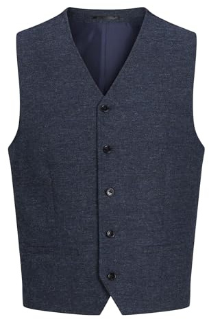 JACK&JONES Jprwinter Twill Waistcoat Gilet de Costume, Bleu Marine foncé/Coupe : Coupe ajustée, 46 Homme