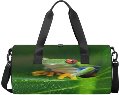 Sport Turnbeutel Baum Frosch Palmblatt Gepäcktasche Tier Frosch Sport Handtasche Gym Bag Reise Seesack Reise Segeltuch Turnbeutel Wasserdicht Seesack Reise Turnbeutel für Damen und Herren, wie