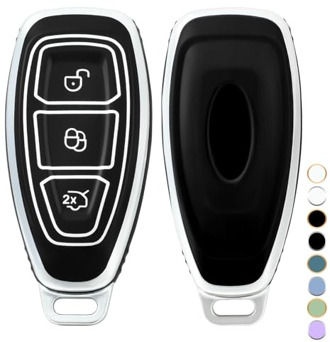 OFF WE GO Autoschlüssel Hülle für Ford Fiesta Galaxy Focus C-Max B-Max | Schlüsselhülle Cover für Kuga Mondeo S-Max 3 Tasten TPU Gehäuse Cover Präzise Passform, Signalfreundlich, Kratzfest