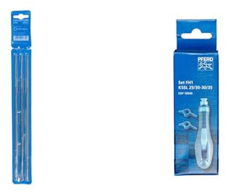 PFERD Kettensägefeilen, 3 Stück, rund, 200mm x 4,0mm & Set für Kettensägefeilen- 4,0-5,5 mm, 1 x Ergonomie-Feilenheft 2 x Kettensägeschärflehre, 12600030 - für einheitliche Schärfergebnisse