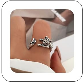 Inilbran Bague De Doigt Boho Chat Vintage Animal De Compagnie Bague Ouverte Chat Argent Bague Ouverte Chat Bague Empilable Réglable Chat Bijoux Pour Femmes Et Filles