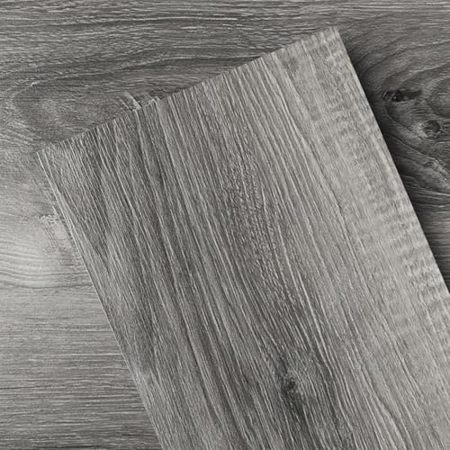GreenFullHouse Vinyl Bodenbelag Laminat Bodenbelag schälen und kleben Bodenfliesen 2mm 18 Planken für Schlafzimmer Bad Wohnzimmer Selbstklebende Bodenbeläge (2.51m²,Grau)