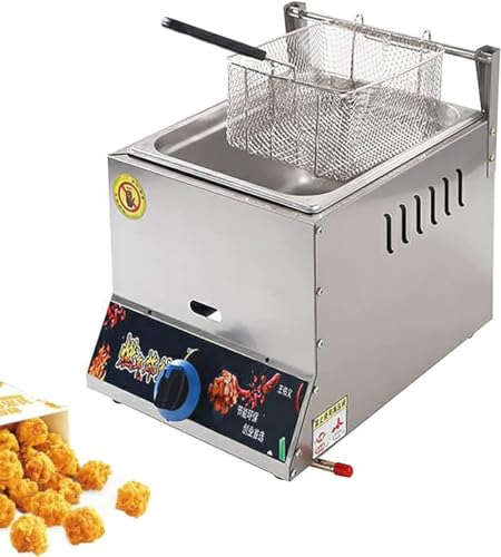Freidora Industrial Profesional,freidora Profesional,Profesional Freidora Comercial Con Canasta Y Tapa Freidora De Acero Inoxidable Para Encimera, Para Restaurante Y Uso Doméstico-8l+1*fried Basket