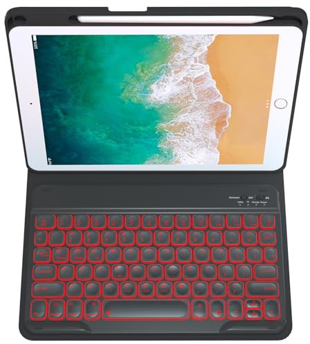SCIMIN - Funda inteligente con teclado retroiluminado para iPad Air/iPad Air 2/iPad Pro 9.7/iPad 5ª generación/iPad 6ª generación (9.7)