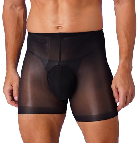 Sywiyi sexiga underkläder för män, ouvert trosor, underkläder, boxerkalsonger, hipster, trosor, nylonboxershorts, underkläder, transparenta, svart, one size