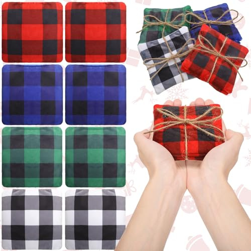 SmoothNovelty 8 Pcs Microwave Hand Warmers Reusable Flannel Handwarmers with Flaxseed Microwavable Hand Warmers Cold Pack Heating Pack Bag for Christmas Stocking Stuffer Gifts