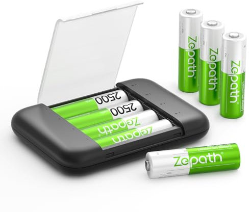 Zepath Lithium Batteries aa 8 Pack 2500mWh High Power Rechargeable aa Batteries Lithium 1.5V Rechargeable Li-ion Batteries aa 1200+ Cycles(8Pack-2500mWh)
