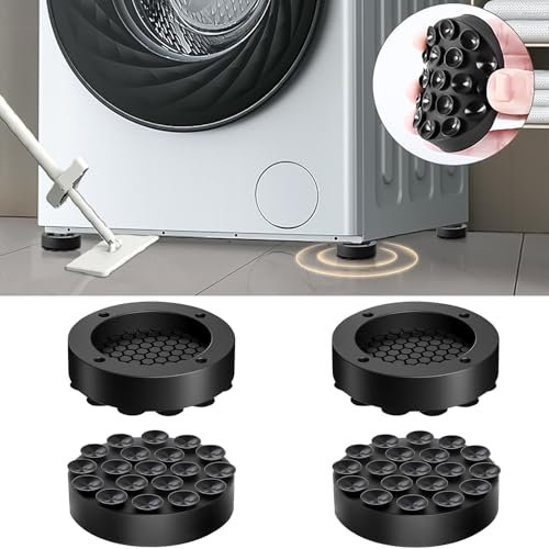 Xinlie 4 Pièces Tapis Anti Vibration Machine à Laver Amortisseurs Lave Linge Cale Amortisseur en Caoutchouc pour Lave Linge pour Machines à Laver Séchoirs et Meubles,RéfrigéRateur,Noir