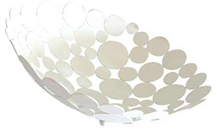OKUMEYR Frutero De Hierro Hueco Blanco Con Diseño Para Frutas y Pan Cesta Decorativa Para Cocina y Salón Soporte Versátil Para Verduras y Dulces
