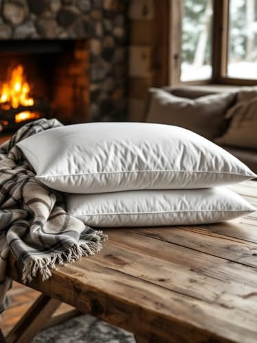 Pro Home Goose Feathers Pillow 1200 GSM Extra Filling Fluffy Soft Firm Anti-Allergic Dust Mite Hotel Quality Luxury Bed Pillow Down Pillows for Back & Side Sleepers 48X74 cm (2, Microfibre Cover)
