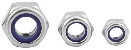 Selbstsichernde muttern DIN985 304 A2 Edelstahl Sechskant Sechskant Nyloneinsatz selbstsichernde Mutter M2 M2,5 M3 M3,5 M4 M5 M6 M8 M10 M12 M16 Nylock-Mutter Sicherungsmutter(50pcs M2)