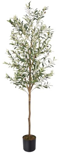 Olivo sintético alto de 6 pies, 1 paquete realista, olivo artificial de seda con maceta, olivos falsos para interiores y exteriores, para decoración del hogar, oficina, sala de estar, dormitorio,