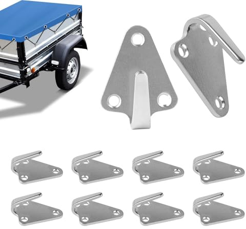 10 Stück Anhänger Plane, Planenhaken, pkw Anhänger Zubehör, Ösen für Planen, Dreiloch Planenhaken PlusPro, Metall Spannhaken für Anhängerplane und Anhängernetz, Hakenösen für PKW Anhänger Bordwand