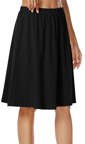 SHCNSJC Jupon sous Robe Femme Longue Jupe Cotton d'été Lingerie sous-vêtement Demi-Jupon Fond de Robe Elastique Petticoat，Black XL