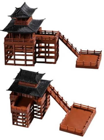 FUNNETOYU 2piezas Figuras De Jardín De Hadas Mini-pabellón Pagoda Decoración Japonesa Accesorios De Escritorio