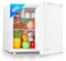 FOHERE Table Top Larder Mini Fridge 46L Capacity, Quiet Running 42dB, Reversible Door, Ice Box, Manual Temperature Control, White