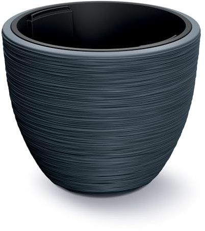 Tymar Blumentopf mit Einsatz, Blumenkübel aus Kunststoff, Übertopf, Pflanzkübel Gross (DBFU Anthrazit,ø 57 cm)