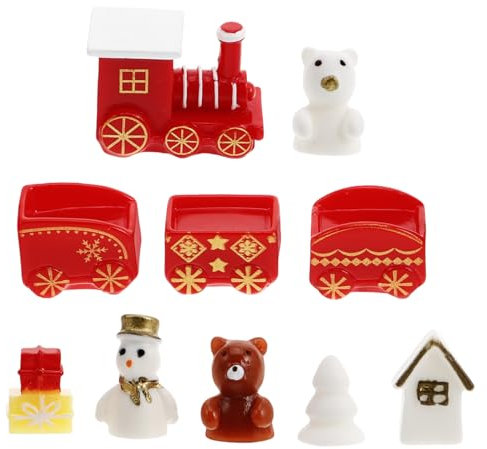 Abaodam 10stücke Mini-holzeisenbahn-Set Aus Harz Für Tischdeko Partygeschenke Ornamente Für Festivals Mit Eisenbahnschienen Und Zubehörteilen Für DIY-Dekoration