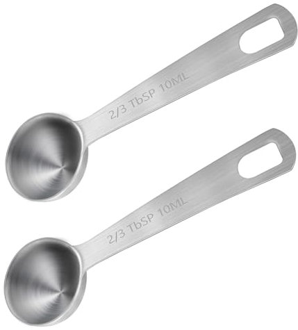 2 cucharas medidoras de 10 ml, de acero inoxidable, cucharas dosificadoras de café, cucharas medidoras individuales con mango largo para medir café, juego de especias, granos
