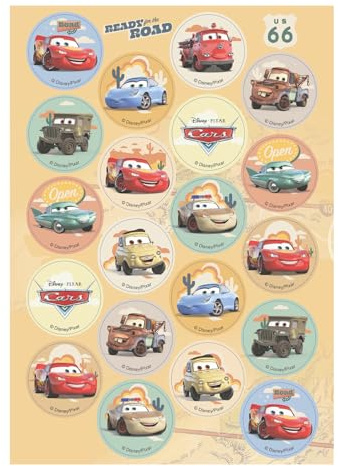 Dekora, Cars Mini-Disques Azyme, Décorations Comestibles Lightning McQueen pour Cupcakes, Muffins & Biscuits, Design Officiel Disney-Pixar, Rond 3,4 CM