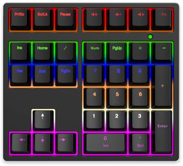 YUEHISY Nummernblock, Mechanischer 34-Tasten-USB-C-Ziffernblock mit RGB-Hintergrundbeleuchtung, Blauen Schaltern, Plug-and-Play für Laptop und Desktop (Black)