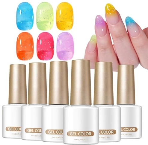 Fierudeng Nagelbubbelgel | Långvarig gradient 6 stycken | Nagelskulpteringsgel för Kvinnor | för Bröllop Samling Resa Pendling Dejting