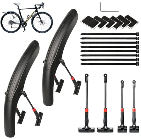 BORDEAG Garde Boue VTT, Avant et Arriere Garde Boue Velo Set Universel Reglable et Leger Protection Contre Eclaboussures Installation Rapide Garde Boue VTT pour Velo de Montagne NOI