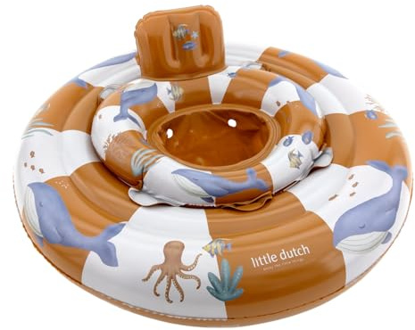 Little Dutch Baby Schwimmsitz - Schwimmring - Schwimmhilfe - Aufblasbar - für Jungen ab 6 Monaten - Ocean World orange