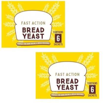 Bread Yeast 12x7g Sachets in Total - Fast Action 2 Pack Bundle - Instant Dried Yeast for Hand Baking & Bread Machines - For All Bread, Rolls & Pizza Dough