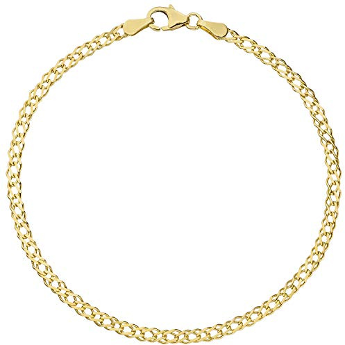 Jobo Damen Herren Zwillings-Panzer-Armband aus 8 Karat 333 Gold 2,7 mm 19 cm