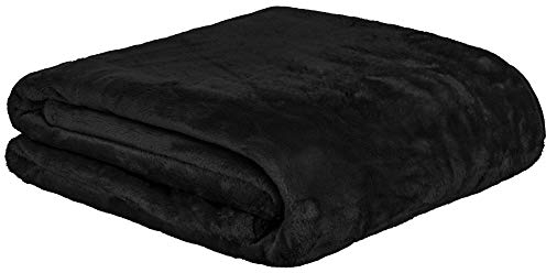 Brandsseller, coperta in microfibra effetto cashmere, vari colori e dimensioni, Poliestere, Black, 150 x 200 cm