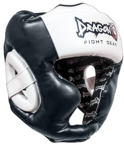 Dragon do 11745-P Casque de boxe avec protection des joues - Casque de sparring professionnel pour kickboxing, muay thaï et MMA - Casque de boxe réglable, absorbant les chocs et antidérapant - Noir (S