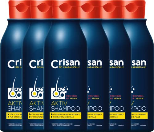 Crisan Aktiv-Shampoo gegen Haarausfall | Pflegeshampoo zur täglichen Anwendung für natürliche Haarfülle | 6er Pack | 6 x 250 ml