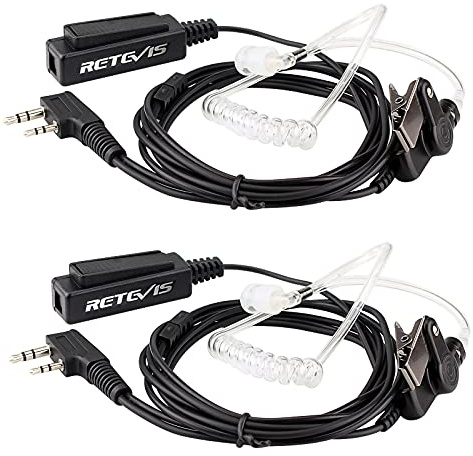 Retevis 2 Pin Funkgeräte Headset Große PTT Ohrhörer Security Kopfhörer Schallschlauch Kompatibel mit Walkie Talkie RT24 RT21 RT668 RT27 RT86 RT5R Baofeng BF-888S BF-88E Kenwood (2 STK)