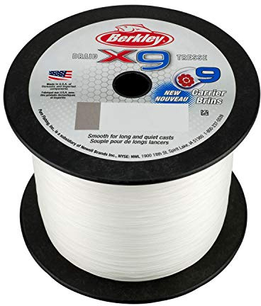 Berkley X9 Braided Fishing Line - 9 Strand Braid Line for Saltwater and Freshwater Fishing, Unisex,, Crystal, 27.0kg| 2188yd | 2000m