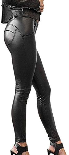 Runstarshow Leggings en Cuir Femme Dame Fille Taille Basse Pantalon Crayon Slim Chic Confortable Chaud pour Hiver Automne
