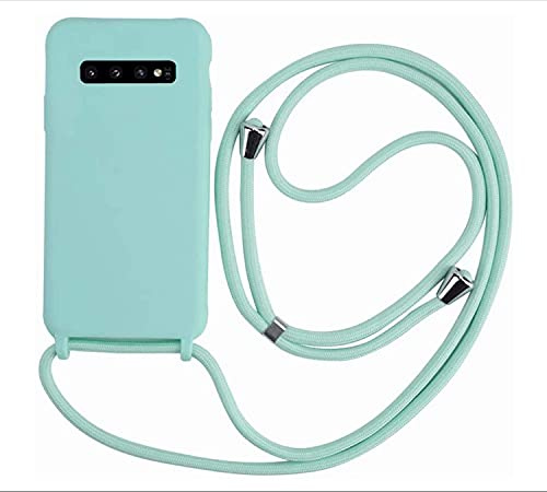 MEIVS Schutzhülle kompatibel mit Samsung Galaxy S10E, verstellbar, Halsband, Schnürung, Silikon, Hellgrün