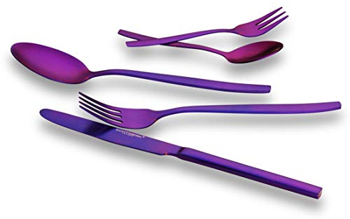 ECHTWERK Tafelbesteck Positano, Besteck-Set, Purple Edition, 30-teilig, für 6 Personen, Edelstahl 18/10 - mattiert, inkl. Aufbewahrungs-Kassette