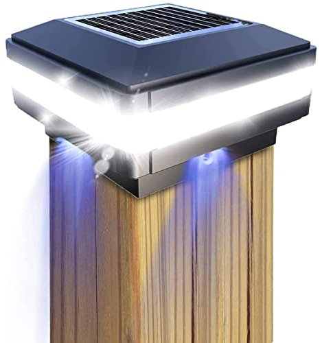 GEYUEYA Home Solar LED Post Lights Outdoor Garden IP65 Waterproof Square Black Landscape Solar Post Lights for Patio Fence Deck 4x4 5x5 6x6 inch Wooden Posts