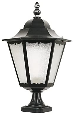 XMFXIAO European Patio Balcony Outdoor Column Lamp Antique Victoria Glass Lantern Waterproof Table Lamp E27 Decoration Illumination Fixture Post Gate Villa Street Garden Corridor Bollard Lamp