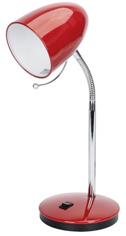 Schreibtischlampe Tischleuchte Leselampe Klemmleuchte Nachttischleuchte Retro aus Metall mit Schwanenhals, schwenkbar, mit Schnurschalter, Fassung E27 (ohne Leuchtmittel, Tischleuchte rot)