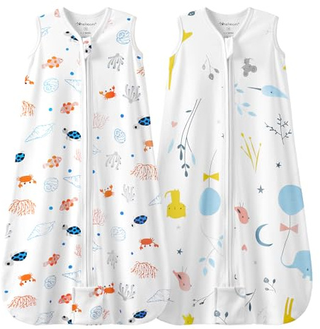 Mosebears Schlafsack Baby Sommer schlafsack 0.5 Tog Babyschlafsack 100% Baumwolle atmungsaktiv Babyschlafsack(2pack,S)