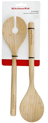 KitchenAid Posate da insalata, forchetta e cucchiaio in bambù, lunghezza 30 cm