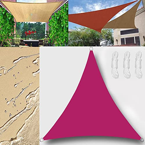 Tenda da Sole Tenda a Vela Impermeabile Rettangolo Quadrato Triangolare Tendalino 5x5x5m Tenda da Sole Telo Parasole Ombreggiante per Esterno Terrazzo Balcone Giardino Rosa Rossa